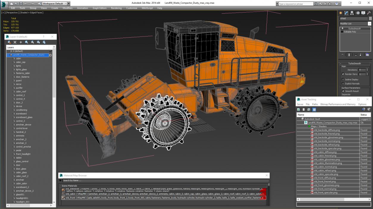 3D model Landfill Waste Compactor Dusty