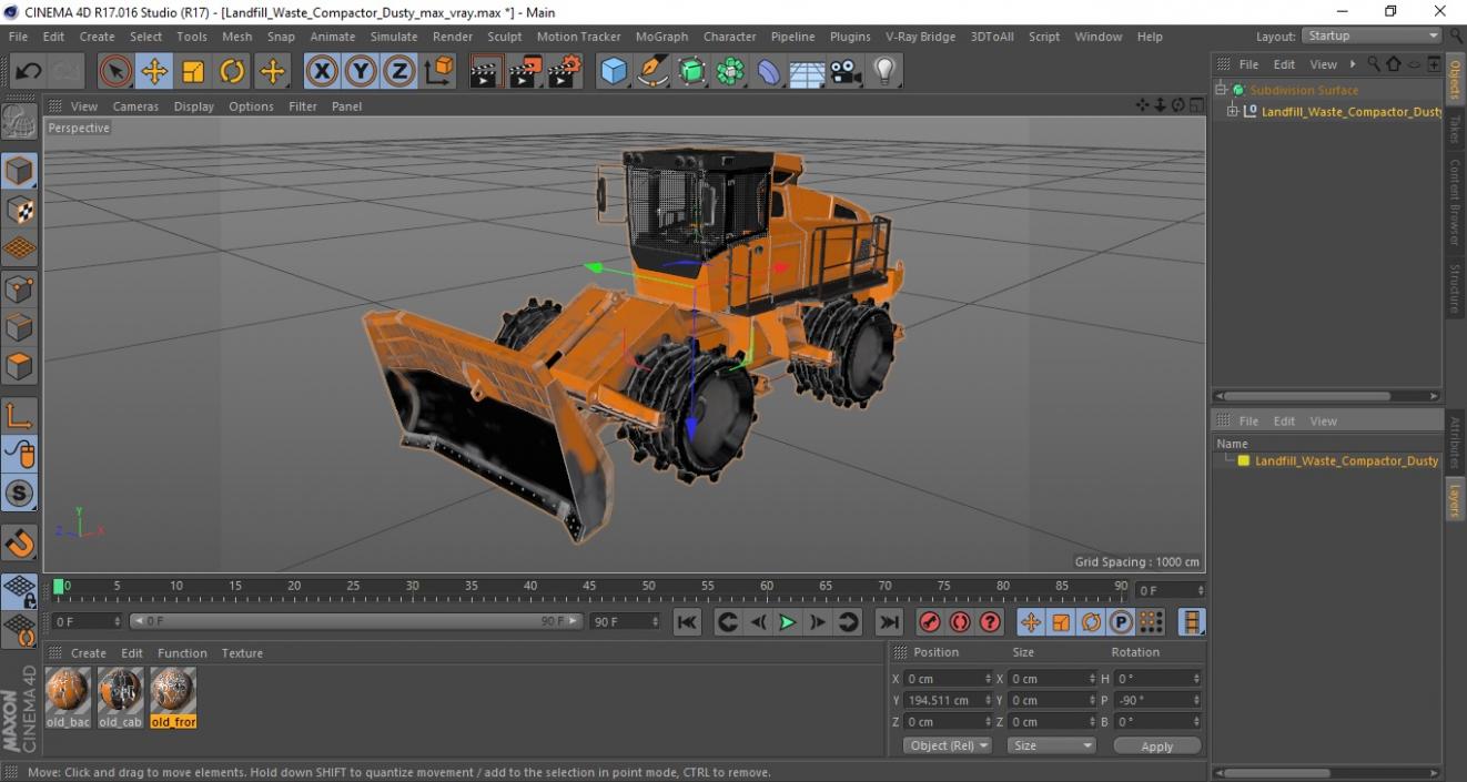 3D model Landfill Waste Compactor Dusty