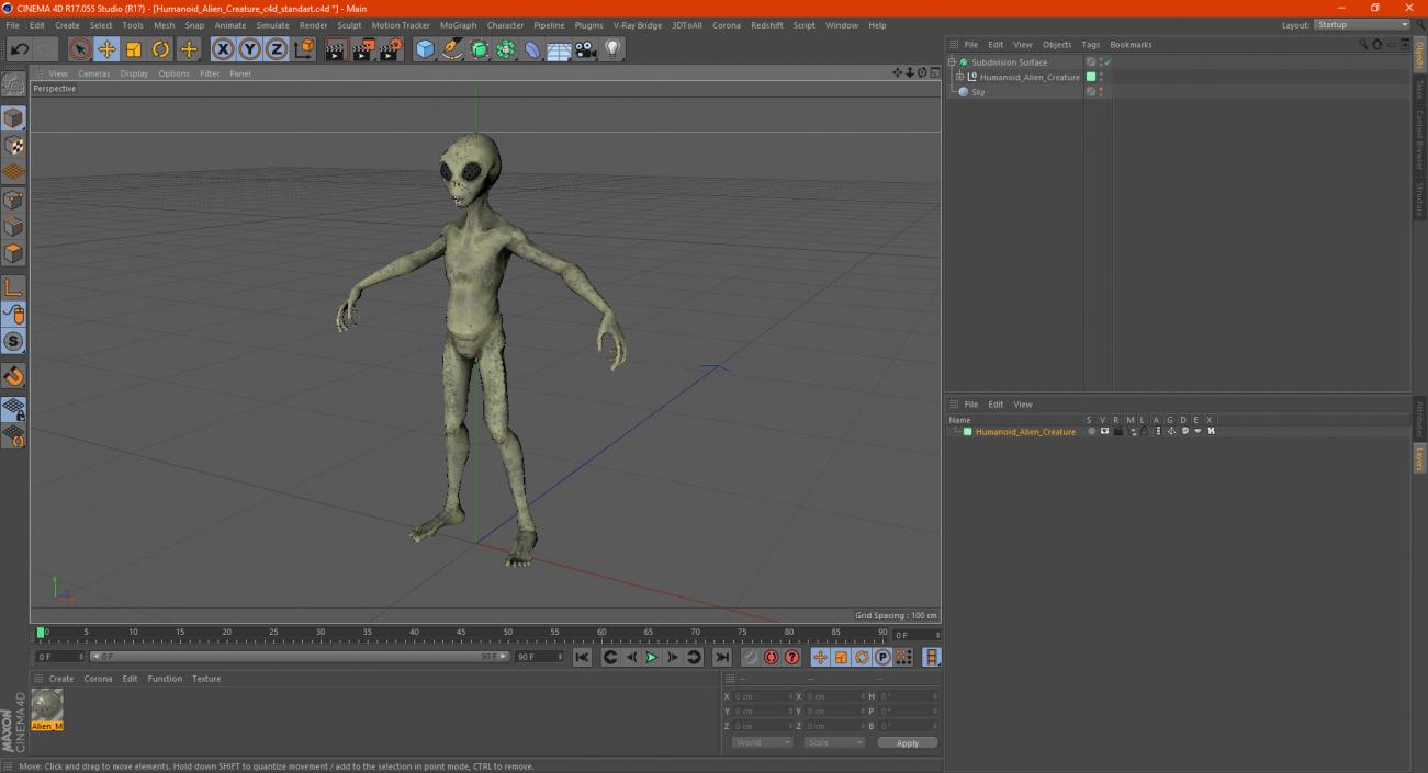 3D Humanoid Alien Creature model