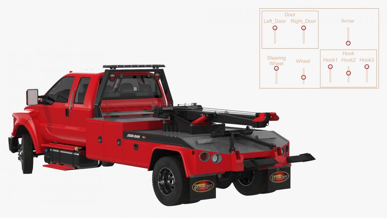 3D Ford F650 Supercab with Jerr-Dan HPL60 Wrecker 2019 Rigged model