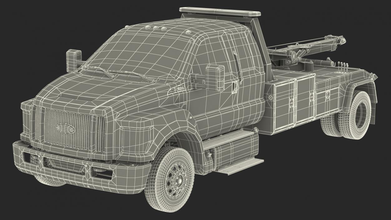 3D Ford F650 Supercab with Jerr-Dan HPL60 Wrecker 2019 Rigged model