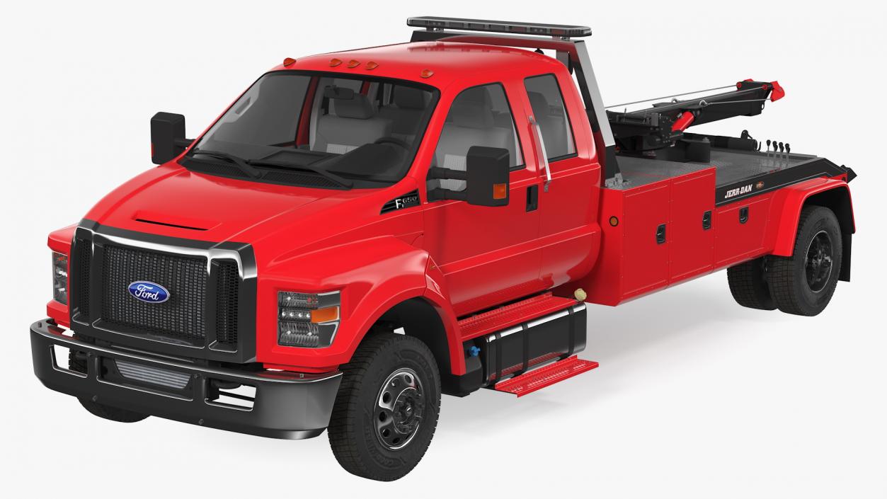 3D Ford F650 Supercab with Jerr-Dan HPL60 Wrecker 2019 Rigged model