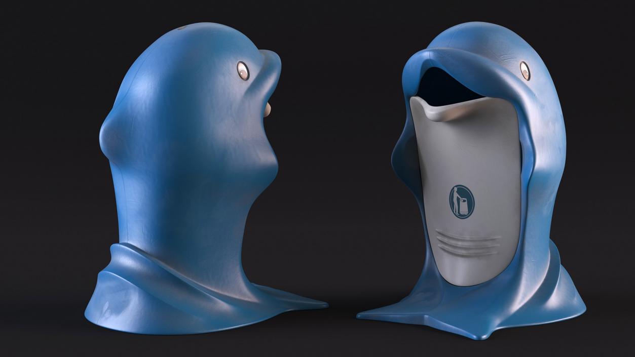 Used Dolphin-Shaped Trash Can 3D model