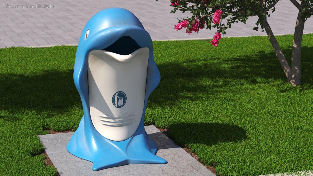 Used Dolphin-Shaped Trash Can 3D model