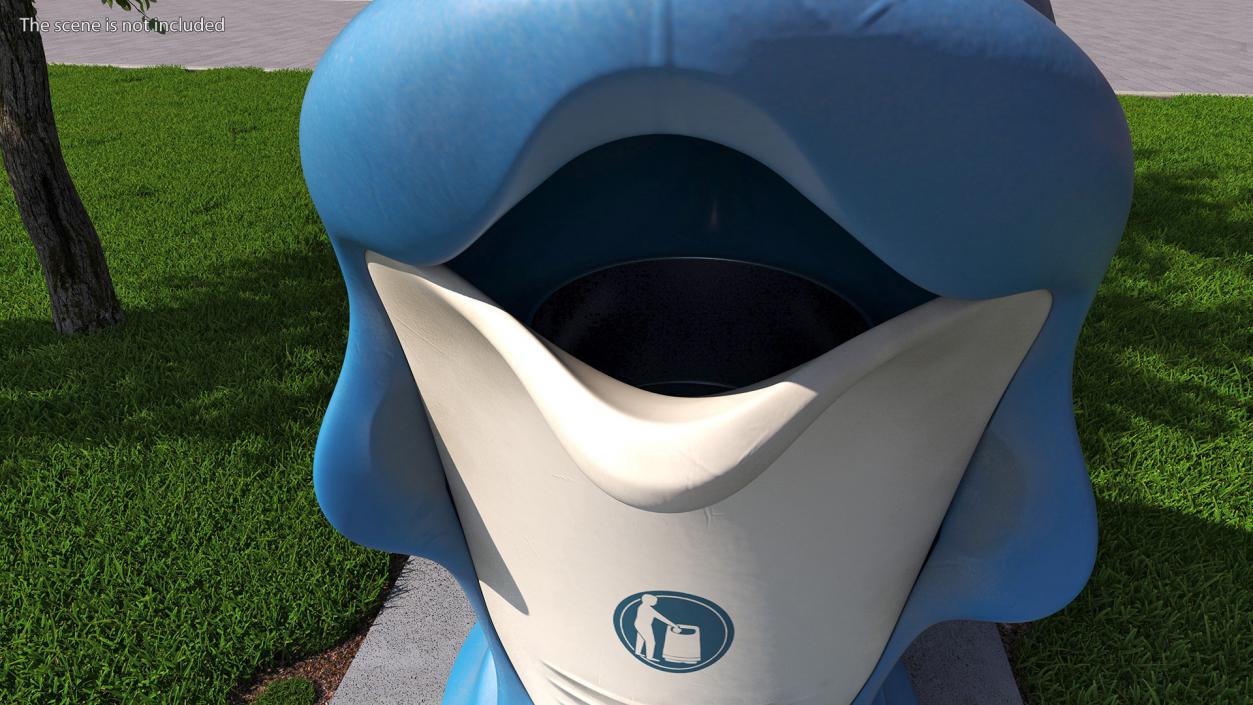 Used Dolphin-Shaped Trash Can 3D model