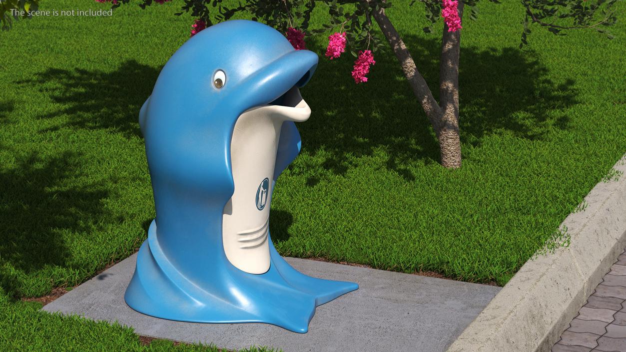 Used Dolphin-Shaped Trash Can 3D model