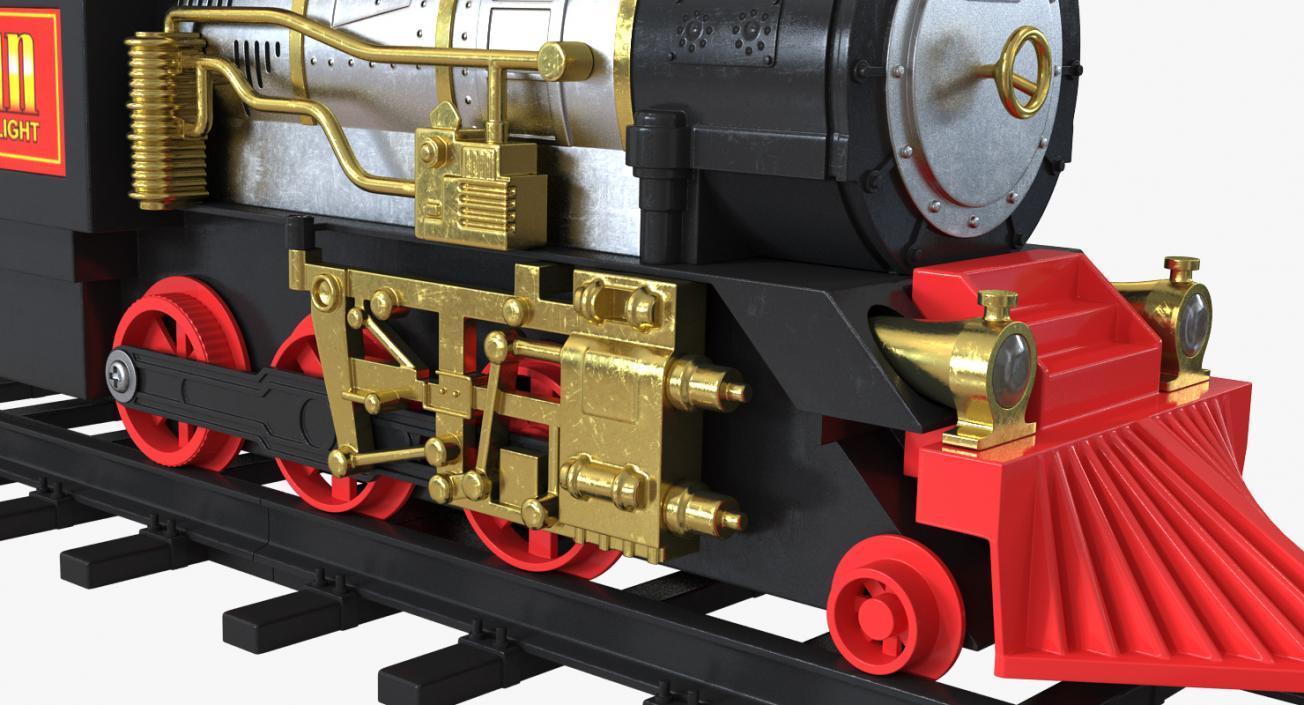 3D Toy Train Locomotive with Rails