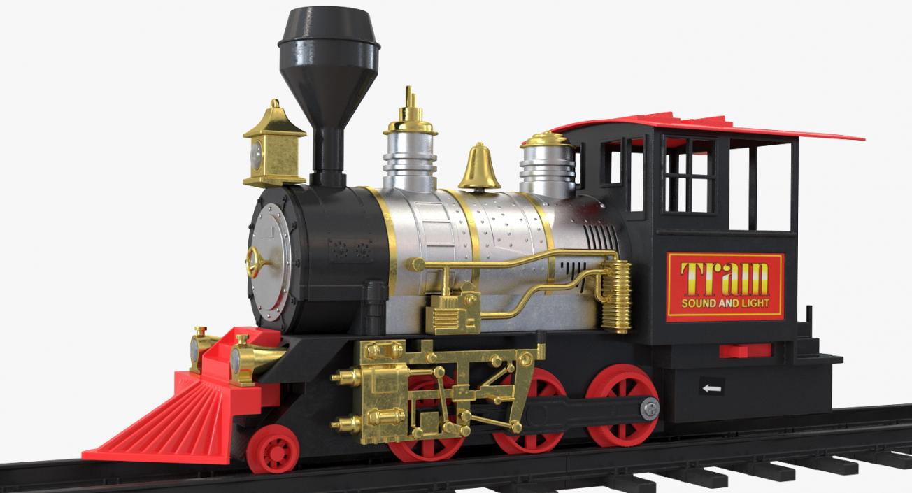 3D Toy Train Locomotive with Rails