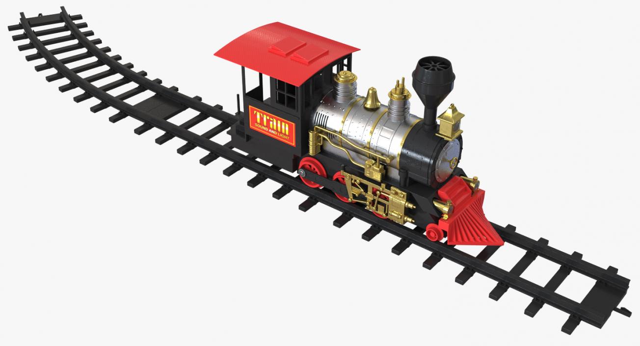 3D Toy Train Locomotive with Rails