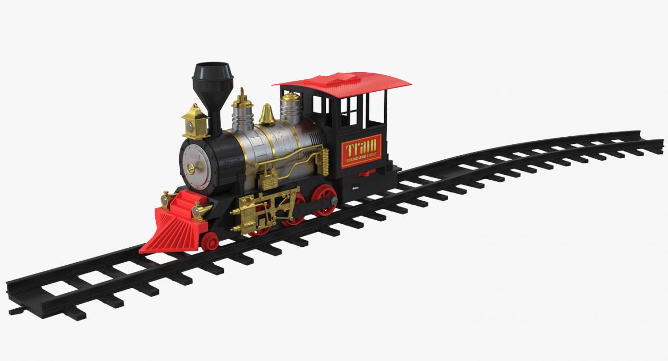 3D Toy Train Locomotive with Rails