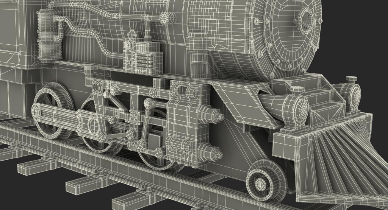 3D Toy Train Locomotive with Rails