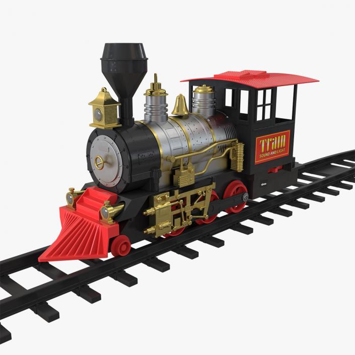 3D Toy Train Locomotive with Rails