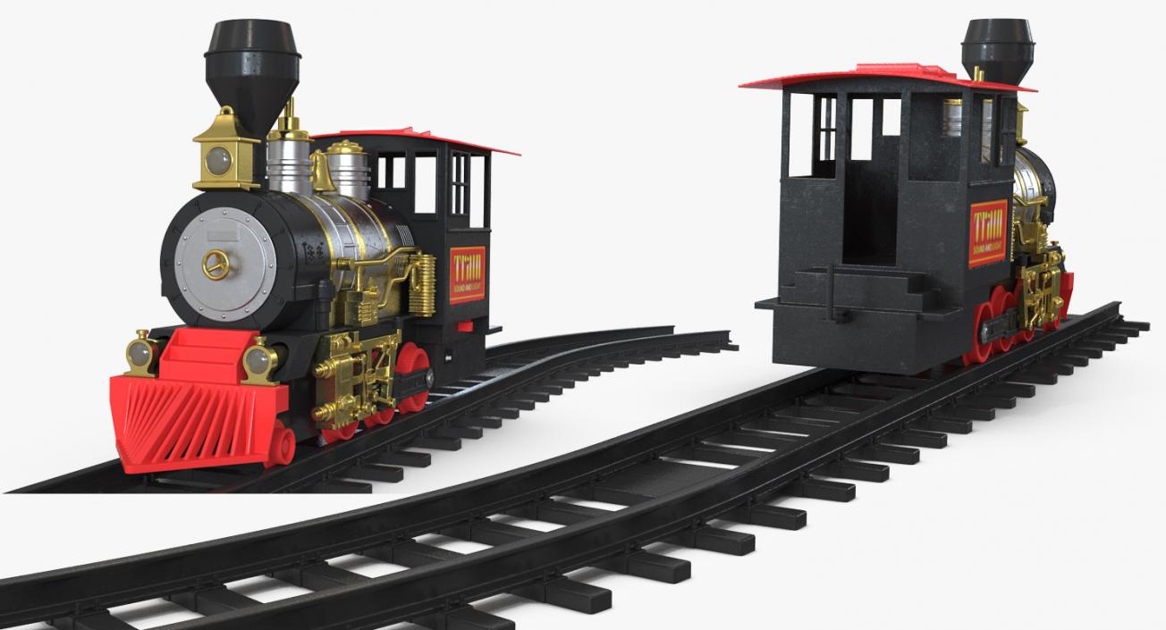 3D Toy Train Locomotive with Rails