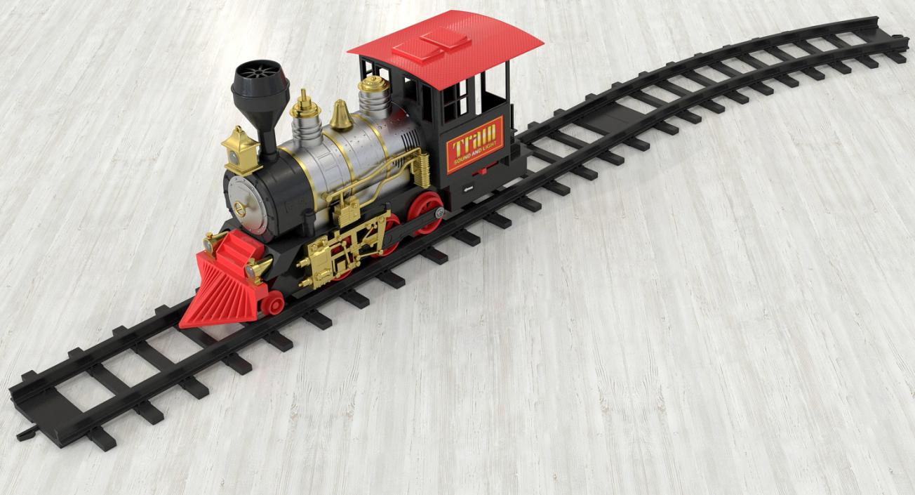 3D Toy Train Locomotive with Rails