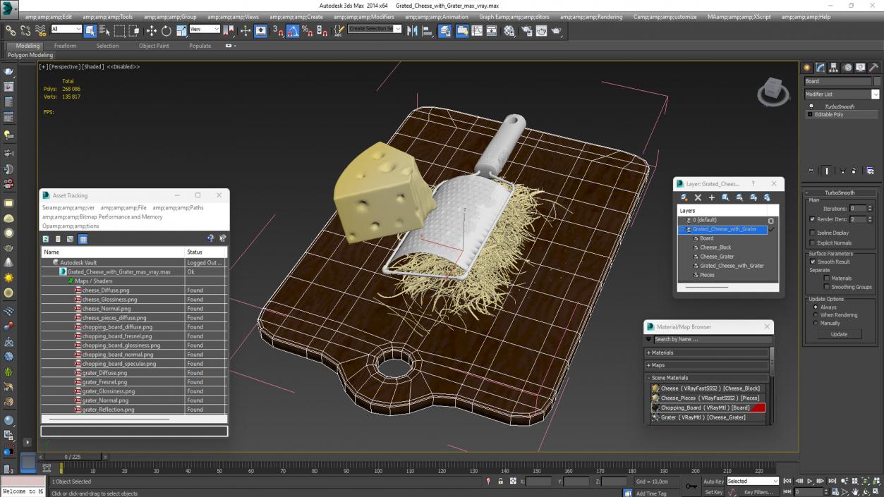 3D model Grated Cheese with Grater