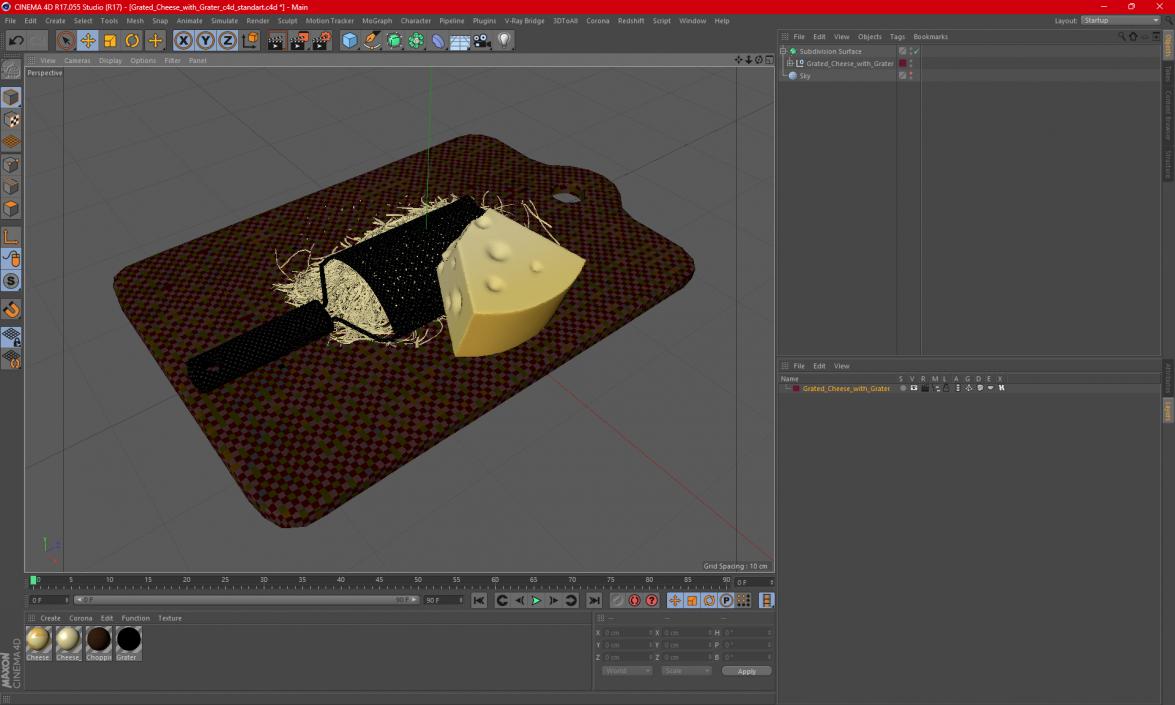 3D model Grated Cheese with Grater