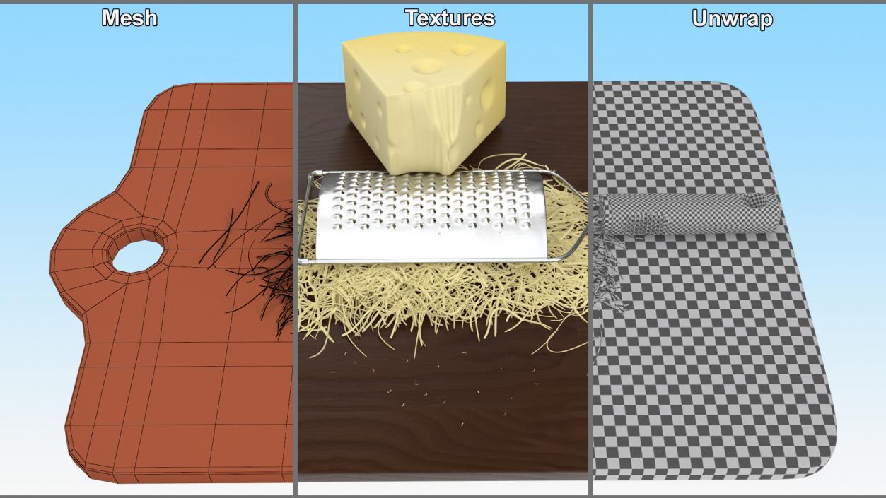 3D model Grated Cheese with Grater