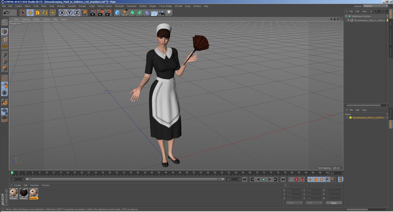 3D Housekeeping Maid in Uniform model