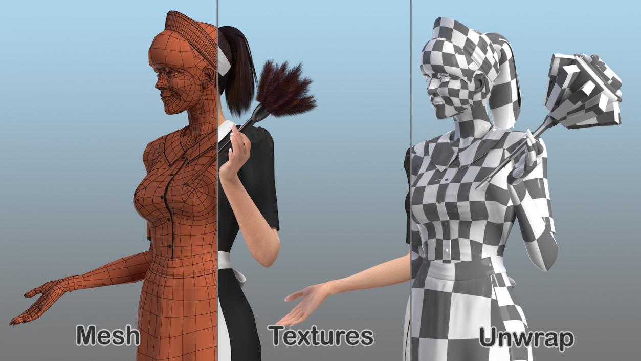 3D Housekeeping Maid in Uniform model