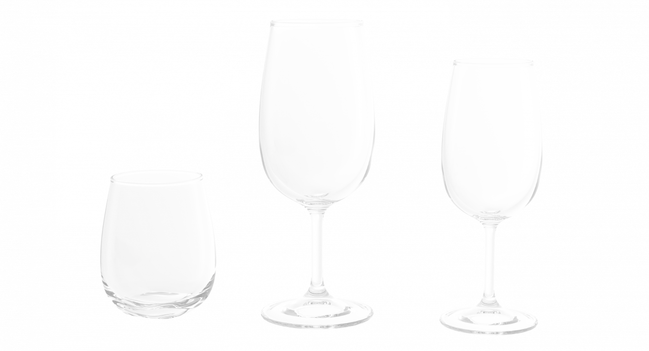 3D Empty Plate Glasses And Silverware Set model