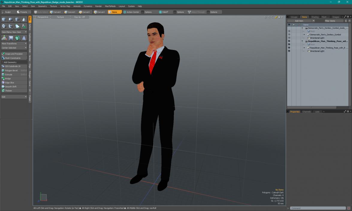 3D model Republican Man Thinking Pose with Republican Badge