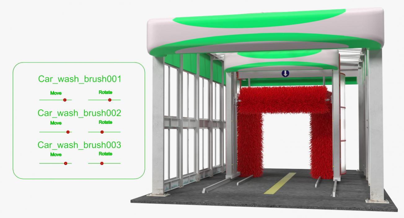 Automatic Vehicle Wash System Generic Rigged 3D model