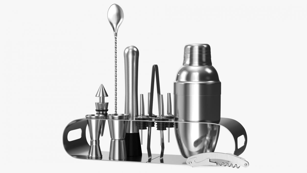 3D Bartender Kit 12 Piece Stainless Steel model