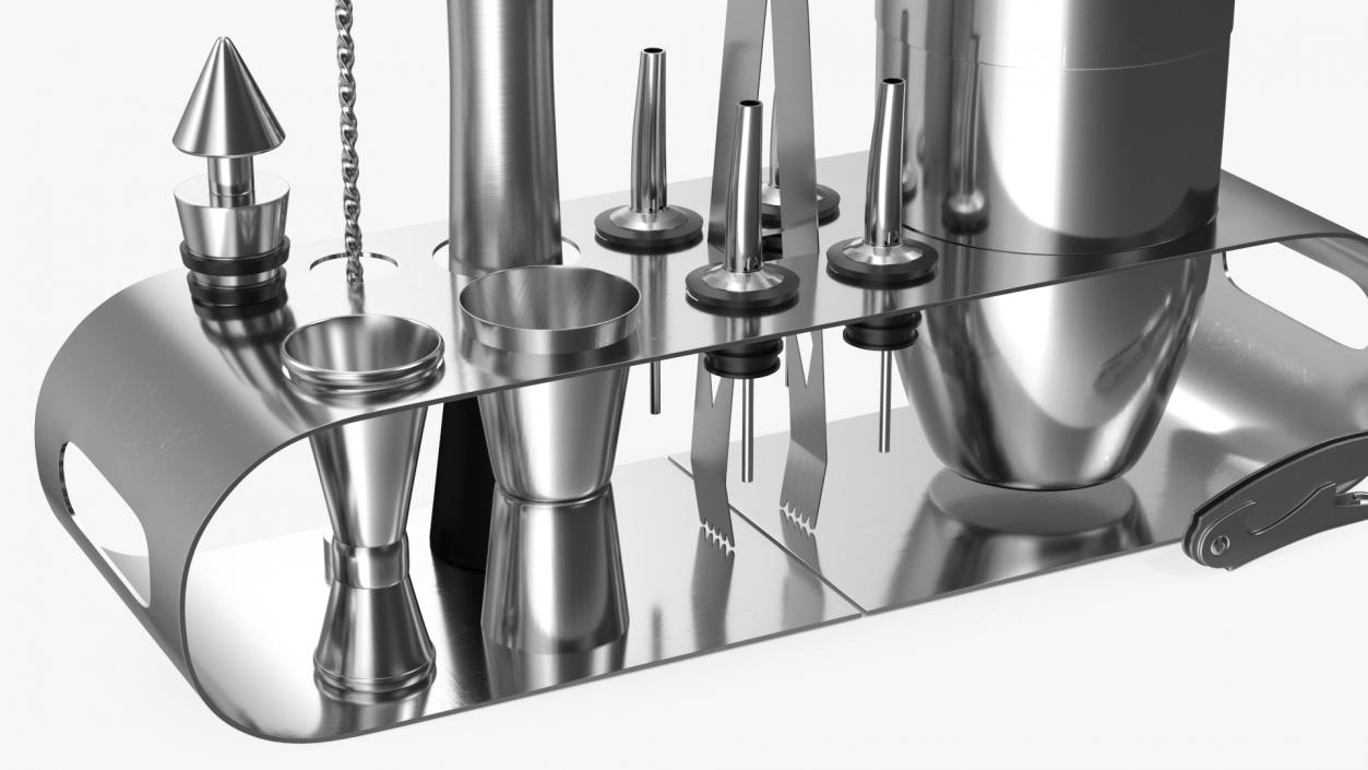 3D Bartender Kit 12 Piece Stainless Steel model