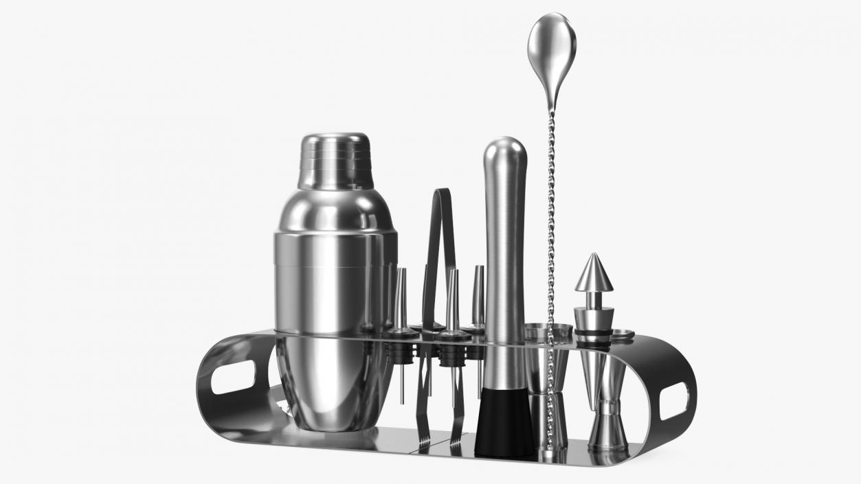 3D Bartender Kit 12 Piece Stainless Steel model