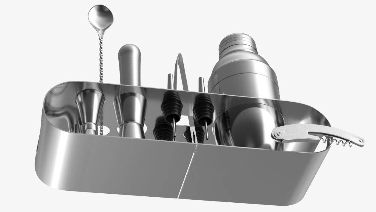 3D Bartender Kit 12 Piece Stainless Steel model