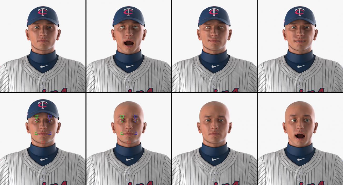 3D Baseball Player Rigged Twins model