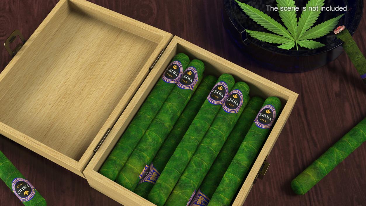 3D Box of Leira Long Cannabis Cigars Open model