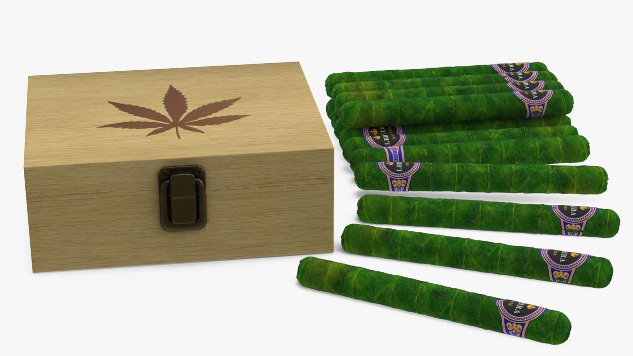 3D Box of Leira Long Cannabis Cigars Open model