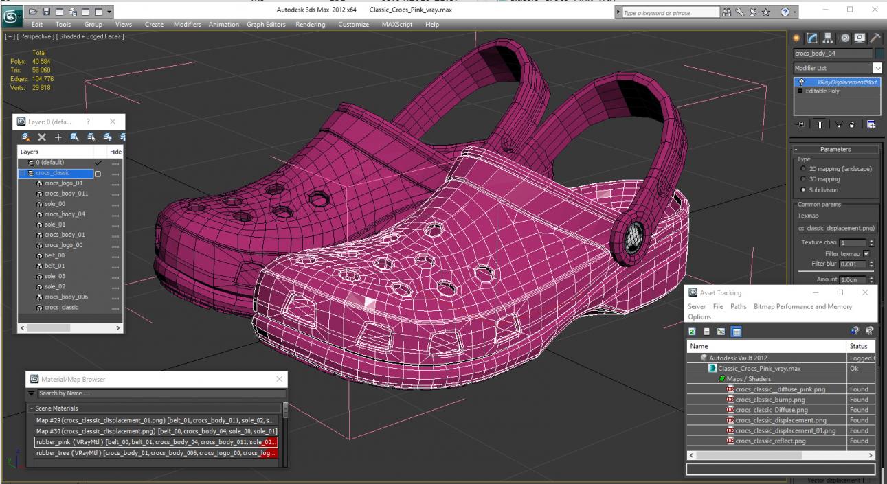 3D Classic Crocs Pink model