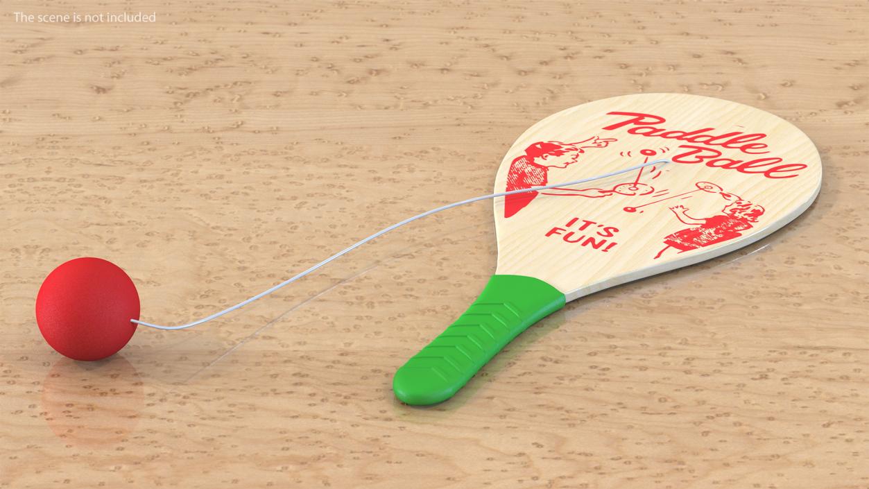 3D Wooden Paddle Ball model