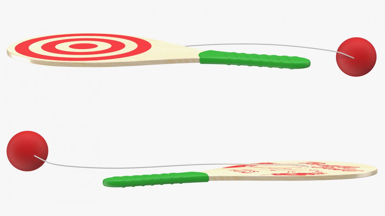 3D Wooden Paddle Ball model