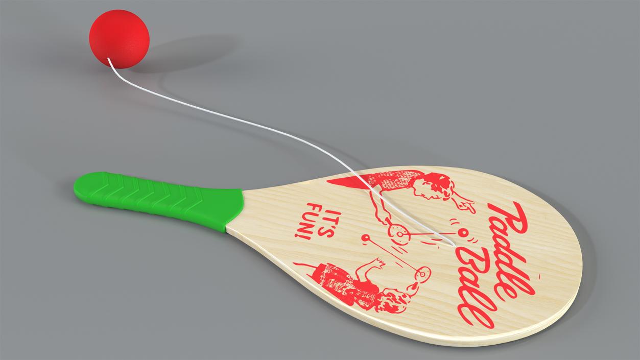 3D Wooden Paddle Ball model