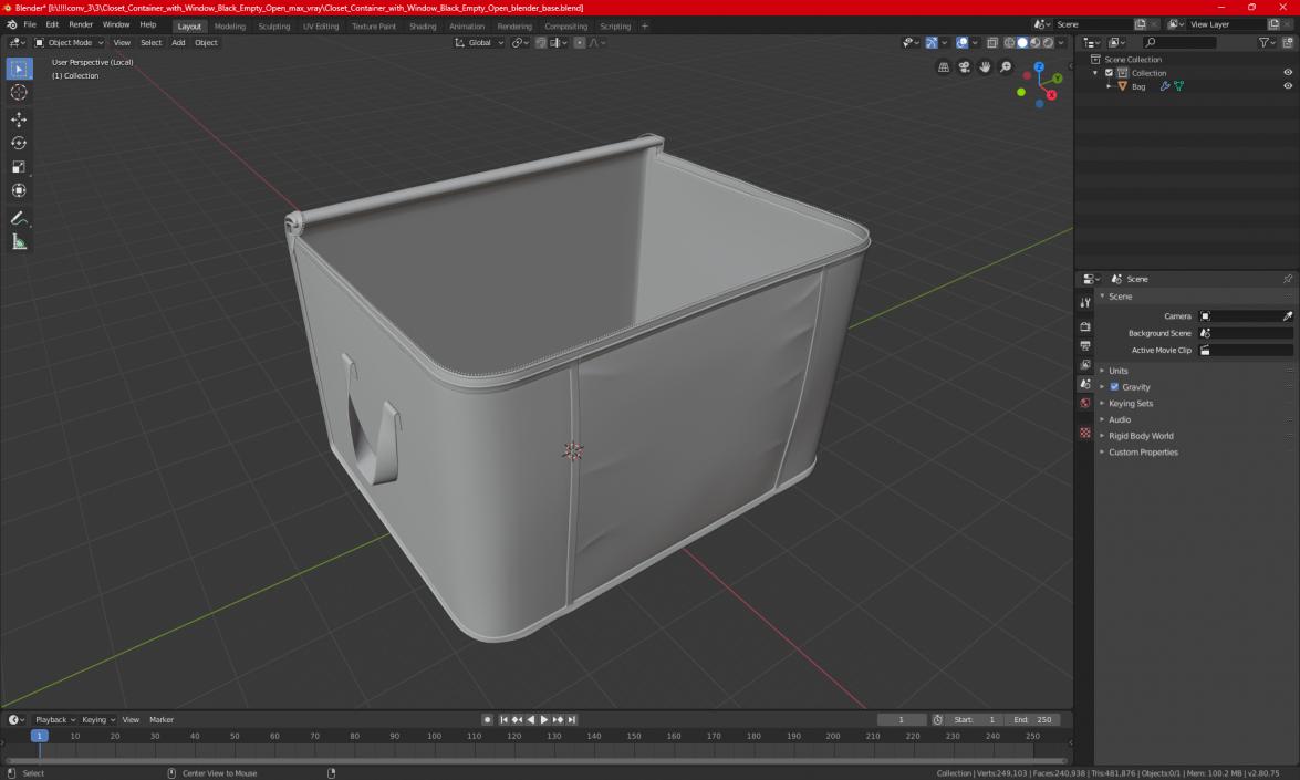 3D model Closet Container with Window Black Empty Open