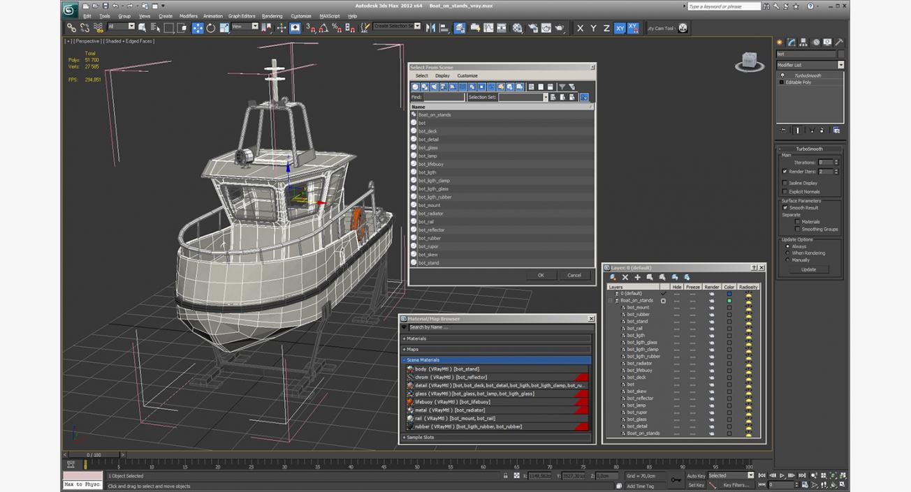 Boat on Stands 3D model