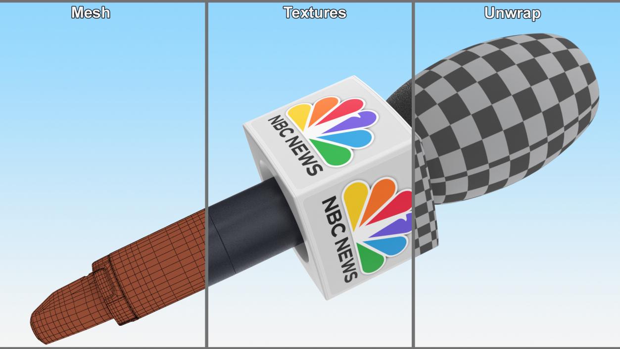 3D NBC News Interview Mic Wireless Square model