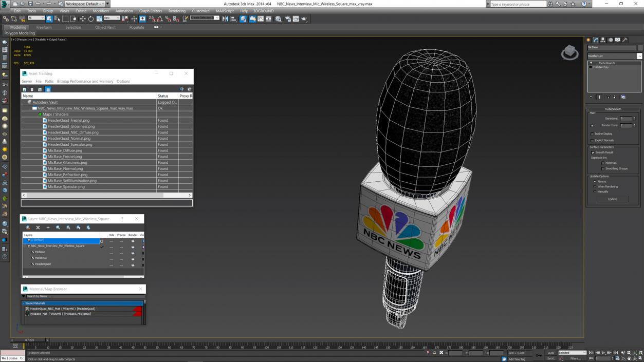 3D NBC News Interview Mic Wireless Square model