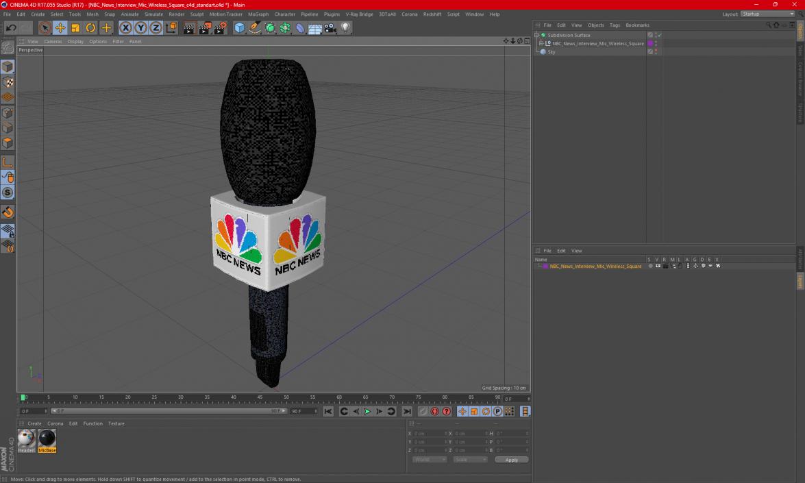 3D NBC News Interview Mic Wireless Square model