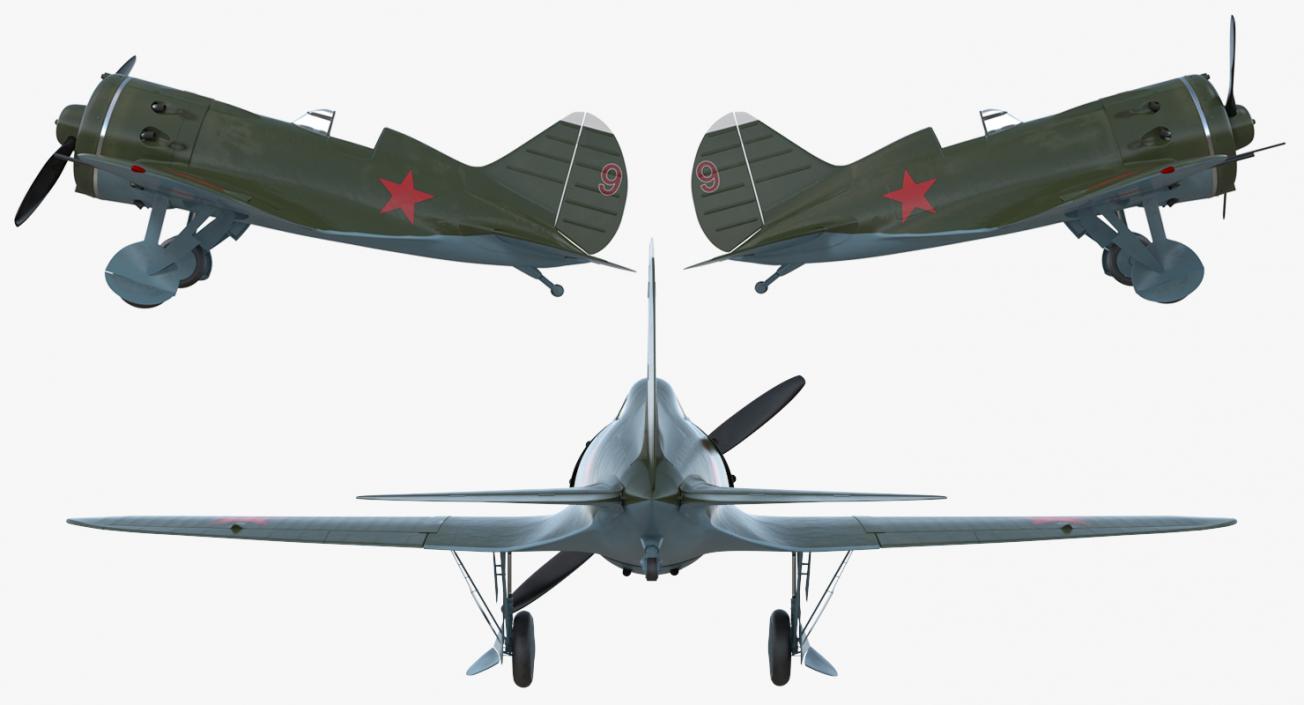 Soviet WWII Fighter Aircraft Polikarpov I-16 3D model