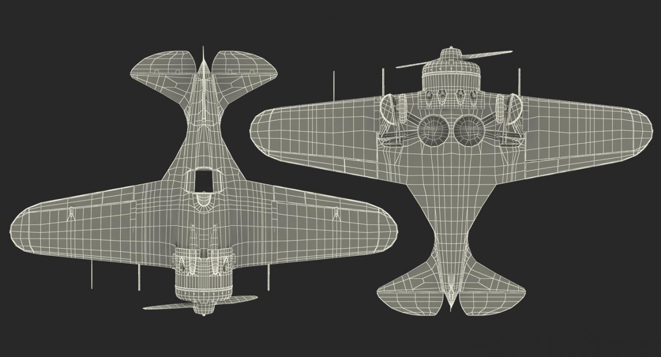 Soviet WWII Fighter Aircraft Polikarpov I-16 3D model