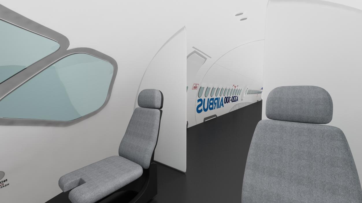 3D Airbus A220 100 Simple Interior 2 model