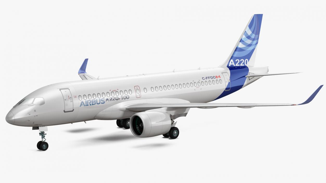 3D Airbus A220 100 Simple Interior 2 model