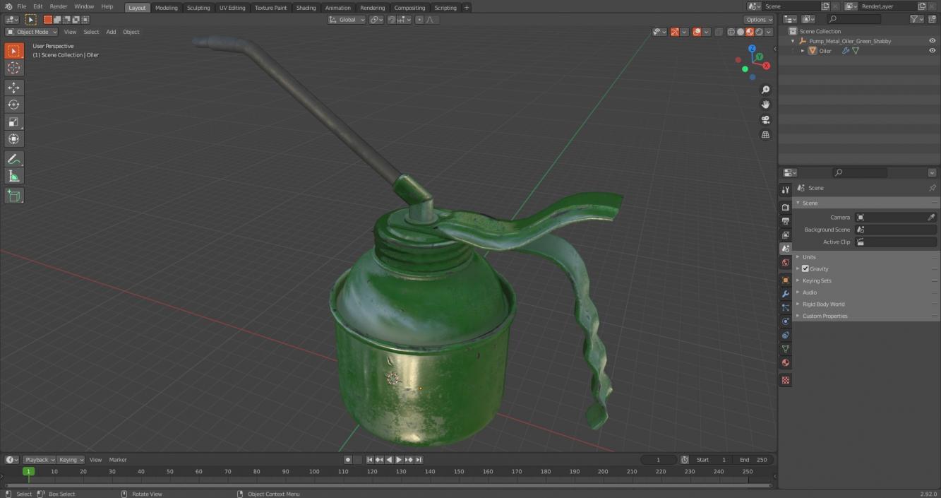 Pump Metal Oiler Green Shabby 3D model