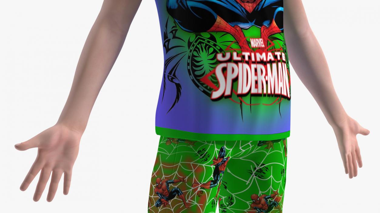 3D Asian Child Boy in Spiderman T-shirt