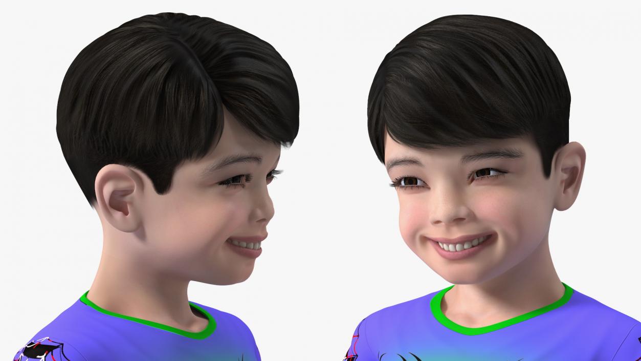 3D Asian Child Boy in Spiderman T-shirt