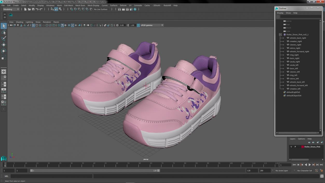 Roller Shoes Pink 3D